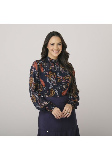 Blusa Andreia Em Crepe Lucy Preto Tata Martello Outono/Inverno 2026