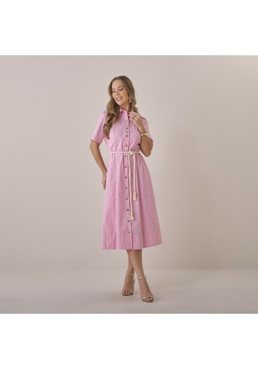 Vestido Magda Em Cotton Tricoline Rosa Tatá Martello Primavera/Verão 2026