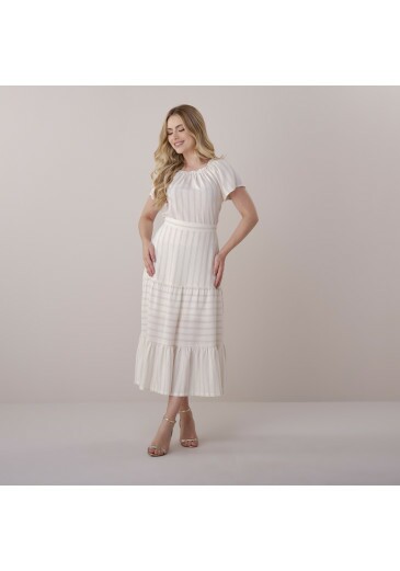 Conjunto Andreia Em Linho Listrado Off White Tata Martello Primavera/Verão 2026