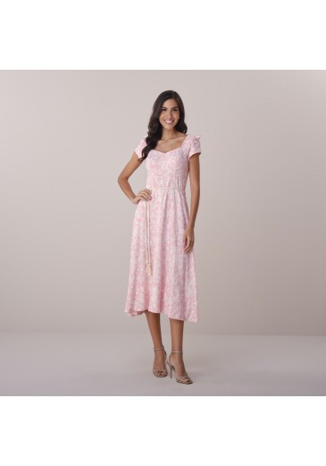 Vestido Juliana Em Linho Rosa Tatá Martello Primavera/Verão 2026