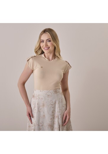 Blusa Lia Em Malha Dream Bege Tata Martello Primavera/Verão 2026