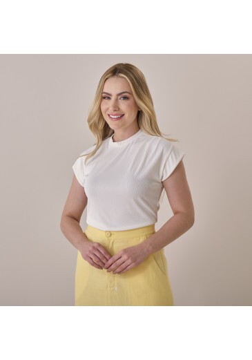 Blusa Flavia Malha Rib Off White Tata Martello Primavera/Verão 2026