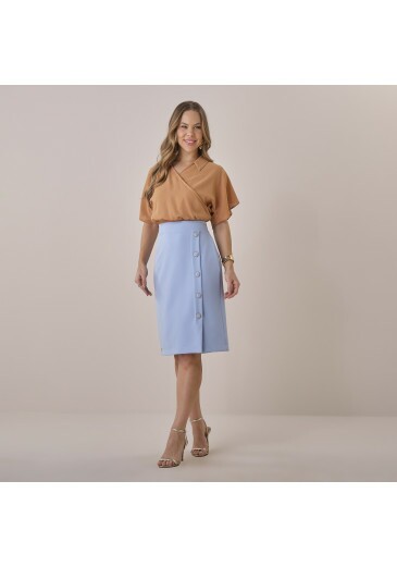 Saia Eliza Em Alfaiataria Lanvin Azul Tata Martello Primavera/Verão 2026