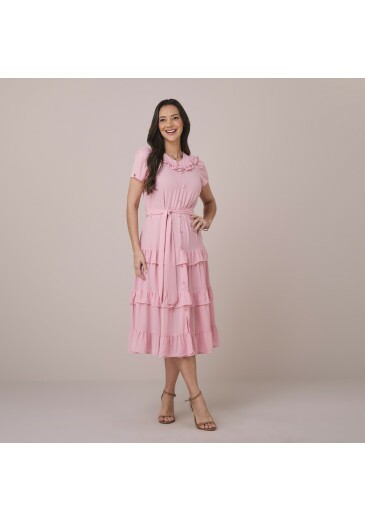 Vestido Neia Em Crepe New Sabia Rosa Tatá Martello  Primavera/Verão 2026