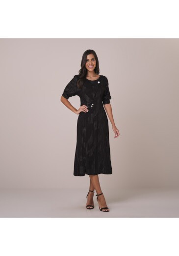 Vestido Mariane Em Visco Lure Preto Tatá Martello  Primavera/Verão 2026