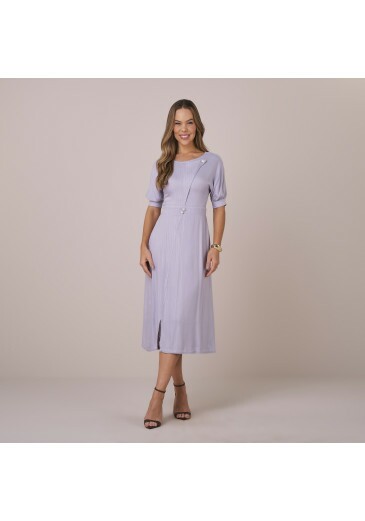 Vestido Mariane Em Visco Lure Cinza Tatá Martello  Primavera/Verão 2026