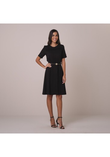 Vestido Elise Em Viscose Cosmo Preta Tatá Martello   Primavera/Verão 2026