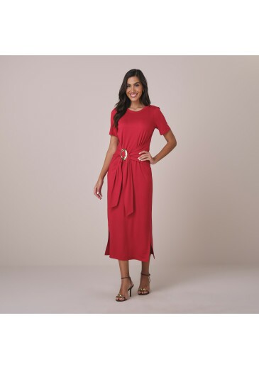 Vestido Marcia Em Malha Vicenza Vermelho Tatá Martello  Primavera/Verão 2026