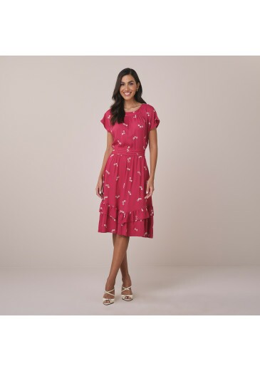 Vestido Paula Em Crepe Bordado Vermelho Tatá Martello Primavera/Verão 2026