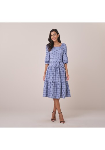 Vestido Raisa Em Bordado Augustine Azul Tatá Martello Primavera/Verão 2026