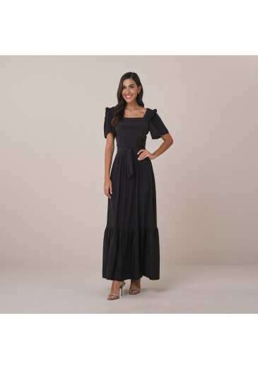 Vestido Leticia Em Crepe Tangier Preto Tatá Martello Primavera/Verão 2026