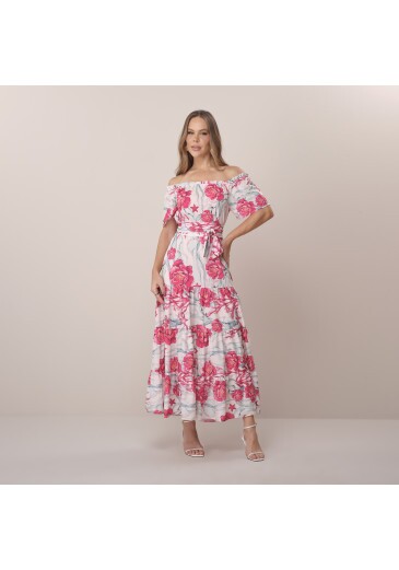 Vestido Raissa Em Crepe Gloss Azul Tatá Martello Primavera/Verão 2026