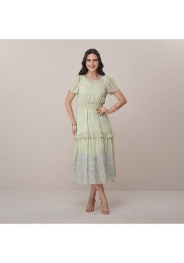 Vestido Camili Em Crepe Verde Tatá Martello Primavera/Verão 2026