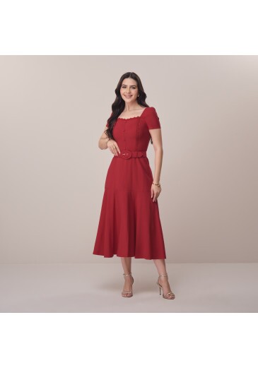 Vestido Nathiely Em Alfaiataria Vermelho Tatá Martello  Primavera/Verão 2026