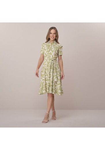 Vestido Elisa Em Linho Caribe Verde Tata Martello Primavera/Verão 2026