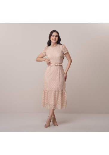 Vestido Suelen Em Guippir Rose Tatá Martello Primavera/Verão 2026