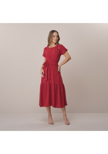 Vestido Tamara Em Crepe Corsica Vermelho Tata Martello Primavera/Verão 2026