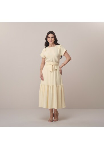 Vestido Tamara Em Crepe Corsica Amarelo Tata Martello Primavera/Verão 2026