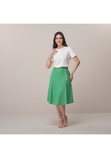 Saia Elsa Em Laise Verde Tata Martello Primavera/Verão 2026