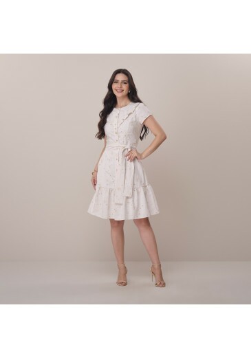 Vestido Tamara Em Algodão Bordado Off White Tata Martello Primavera/Verão 2026