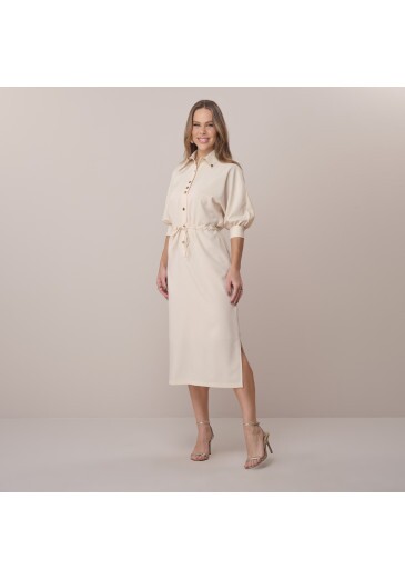 Vestido Iara Em Crepe Polistrech Off White Tata Martello Primavera/Verão 2026