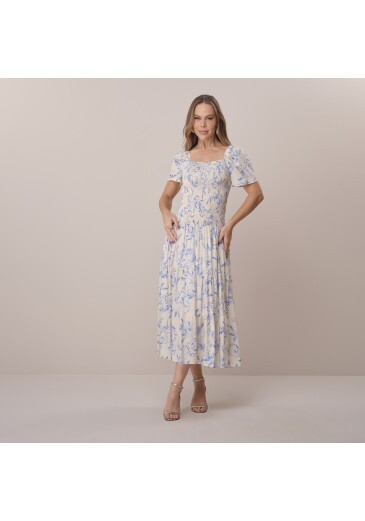 Vestido Ludmila Em Viscose Azul Tata Martello Primavera/Verão 2026