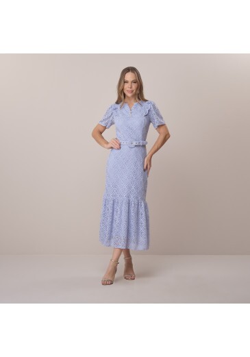 Vestido Rosimeire Em Tel Sevilha Azul Tata Martello Primavera/Verão 2026