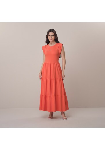 Vestido Brenda Em Malha Conforto LaranjaTata Martello Primavera/Verão 2026