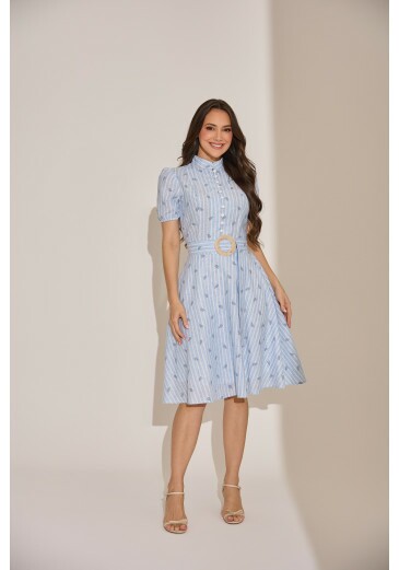 Vestido Barbara Em Cotton Azul Tata Martello Primavera/Verão 2027