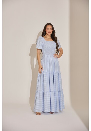 Vestido Rafaela Em Crepe Azul Tata Martello Primavera/Verão 2027