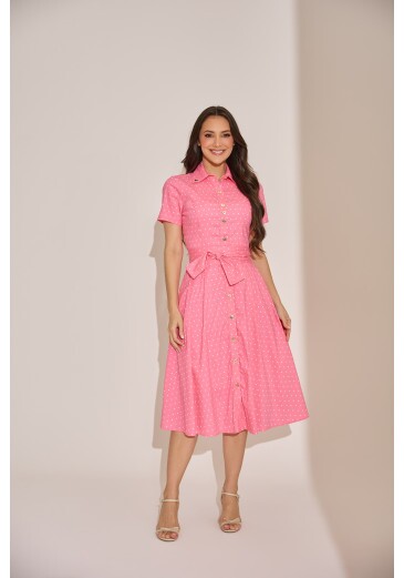 Vestido Fabiana Em Tricoline Rosa Tata Martello Primavera/Verão 2027