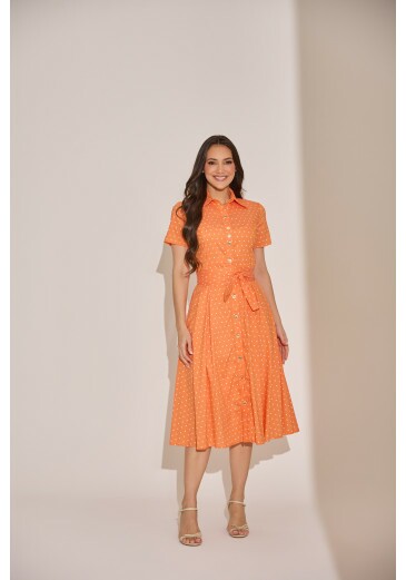 Vestido Fabiana Em Tricoline Laranja Tata Martello Primavera/Verão 2027