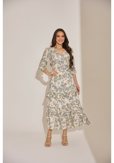 Vestido Poliana Em Crepe Azul Tata Martello Primavera/Verão 2027