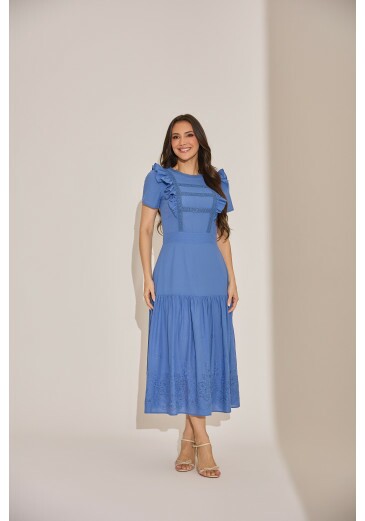 Vestido Elis Em Algodão Azul Tata Martello Primavera/Verão 2027