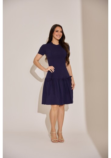 Vestido Helena Em Bengaline Azul Marinho Tata Martello Primavera/Verão 2027