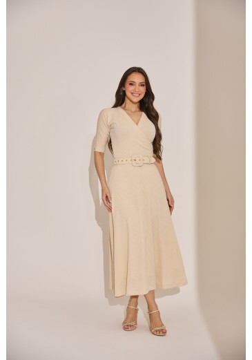 Vestido Juliana Em Malha Bege Tata Martello Primavera/Verão 2027