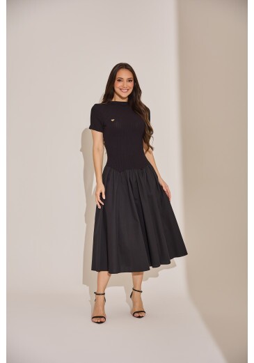 Vestido Mariana Em Malha Preta Tata Martello Primavera/Verão 2027