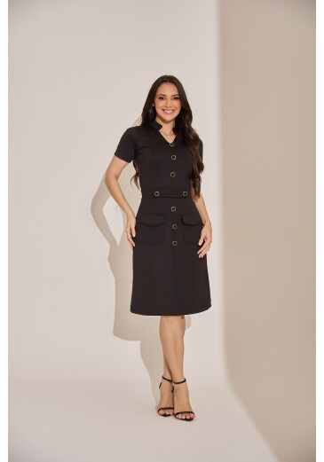 Vestido Betania Em Malha Preto Tata Martello Primavera/Verão 2027