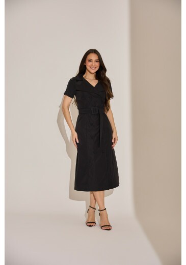 Vestido Manu Em Alfaiataria Preto Tata Martello Primavera/Verão 2027