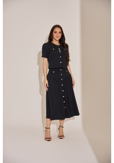 Conjunto Mari Em Malha Massd Preto Tata Martello Primavera/Verão 2027