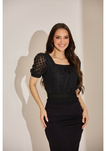 Blusa Francis Em Crepe Preta Tata Martello Primavera/Verão 2027