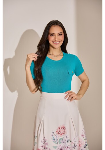 Blusa Zelia Em Malha Azul Tata Martello Primavera/Verão 2027
