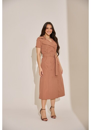 Vestido Manu Em Alfaiataria Marrom Tata Martello Primavera/Verão 2027