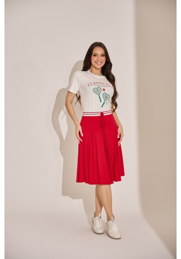 Conjunto Camila Em Moletinho Vermelho Tata Martello Primavera/Verão 2027