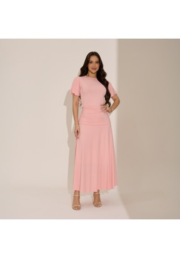 Vestido Milene Em Malha Fria Poliamida Rosa Tata Martello Primavera/Verão 2027