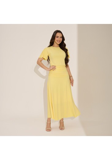 Vestido Milene Em Malha Fria Poliamida Amarelo Tata Martello Primavera/Verão 2027