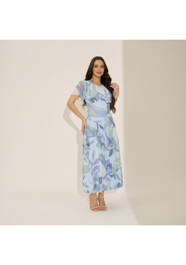 Vestido Ariela Em Tule Azul Tata Martello Primavera/Verão 2027