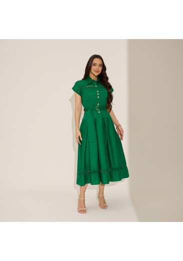 Vestido Tayla Em Tricoline Verde Tata Martello Primavera/Verão 2027