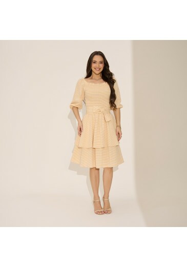 Vestido Taina Em Cotton Stripe Laranja Tata Martello Primavera/Verão 2027