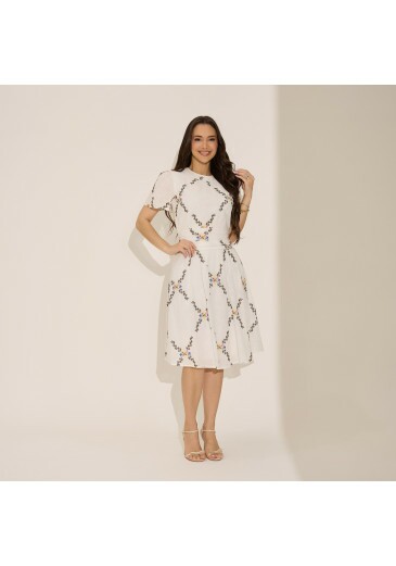 Vestido Yasmin Em Bordado Marrom Tata Martello Primavera/Verão 2027